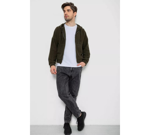 Кофта мужская на молнии с капюшоном, цвет хаки, 238R103-1.