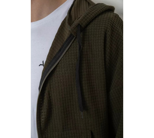 Кофта мужская на молнии с капюшоном, цвет хаки, 238R103-1.