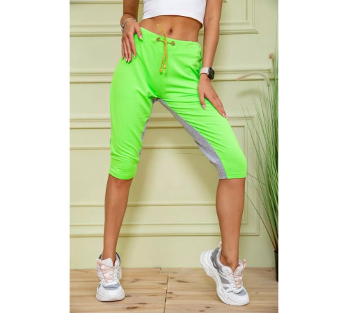 Женские шорты на резинке и завязках, серо-салатового цвета, 167R2-5.