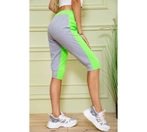 Женские шорты на резинке и завязках, серо-салатового цвета, 167R2-5.