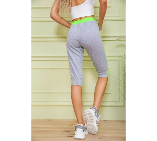 Женские шорты на резинке и завязках, серо-салатового цвета, 167R2-5.