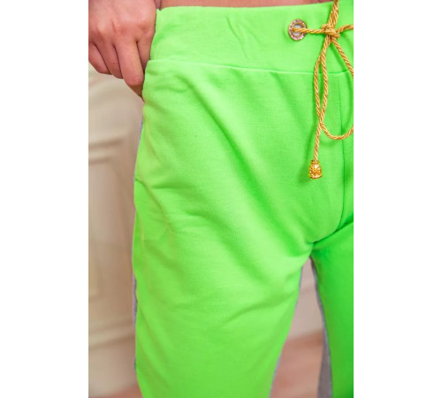 Женские шорты на резинке и завязках, серо-салатового цвета, 167R2-5.