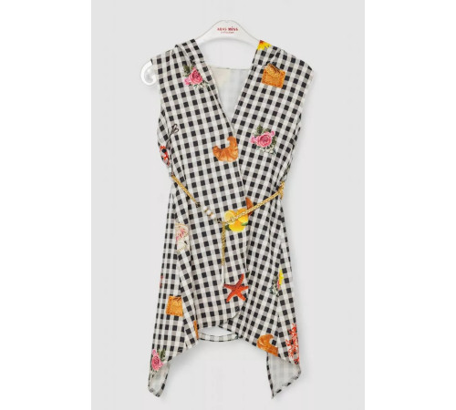 Кардиган в комплекте с лонгсливом для девочек, цвет черно-молочный, 247R1001.