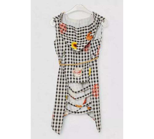 Кардиган в комплекте с лонгсливом для девочек, цвет черно-молочный, 247R1001.