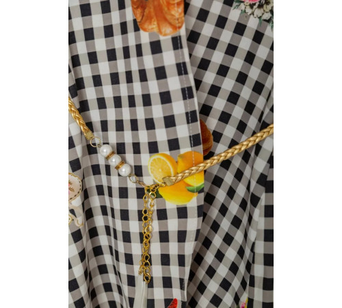 Кардиган в комплекте с лонгсливом для девочек, цвет черно-молочный, 247R1001.