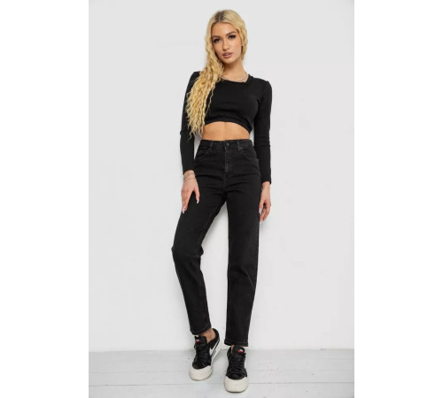 Джинсы женские однотонные, цвет черный, 244R3303.