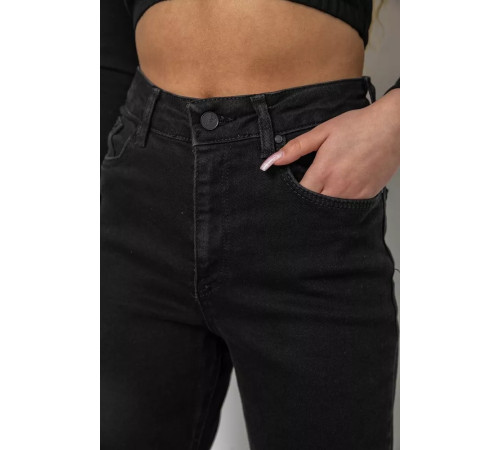 Джинсы женские однотонные, цвет черный, 244R3303.