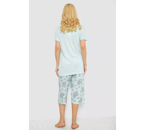 Піжама жіноча з принтом, колір м'ятний, 243R6788