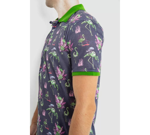 Поло мужское с принтом, цвет серо-зеленый, 247R312.