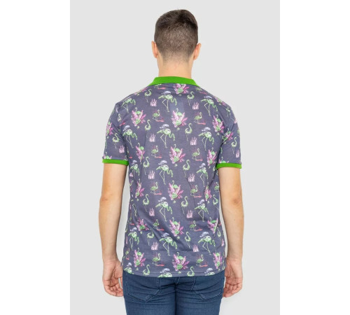 Поло мужское с принтом, цвет серо-зеленый, 247R312.