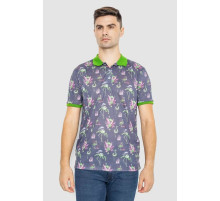 Поло мужское с принтом, цвет серо-зеленый, 247R312.