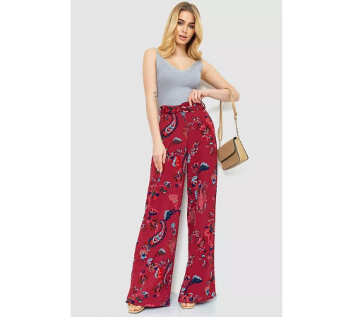 Брюки женские свободного кроя, цвет бордовый, 244R050