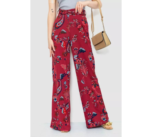 Брюки женские свободного кроя, цвет бордовый, 244R050