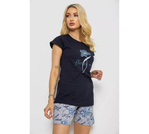 Женская пижама с принтом, цвет темно-синий, 243R3056