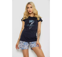 Женская пижама с принтом, цвет темно-синий, 243R3056