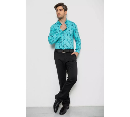Рубашка мужская с принтом, цвет бирюзовый, 214R812.