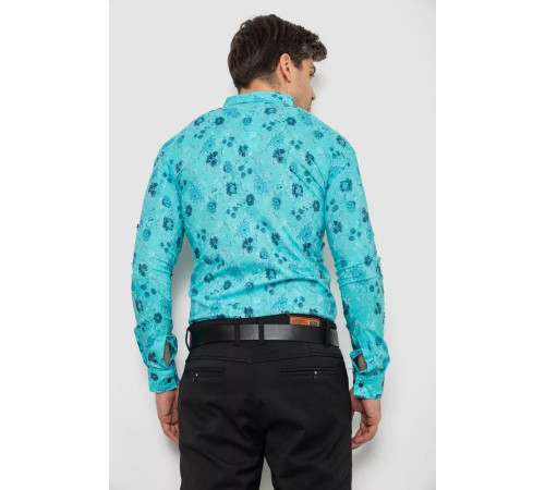 Рубашка мужская с принтом, цвет бирюзовый, 214R812.