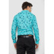 Рубашка мужская с принтом, цвет бирюзовый, 214R812.