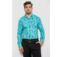 Рубашка мужская с принтом, цвет бирюзовый, 214R812.
