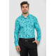 Рубашка мужская с принтом, цвет бирюзовый, 214R812.