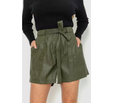 Шорты женские из экокожи, цвет хаки, 102R295-1