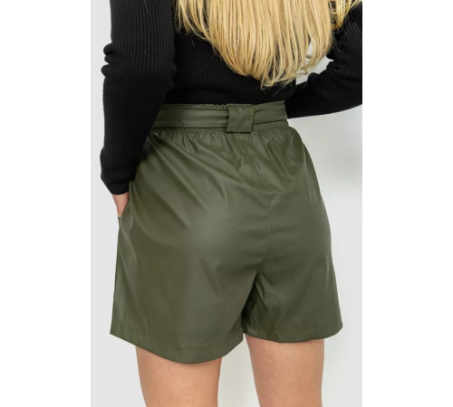 Шорти жіночі з екошкіри, колір хакі, 102R295-1
