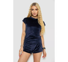 Пижама женская велюровая, цвет темно-синий, 238R450