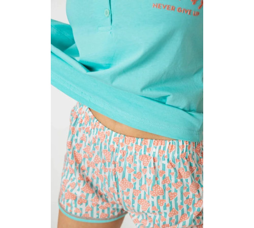 Женская пижама с принтом, цвет бирюзовый, 243R0004-P6
