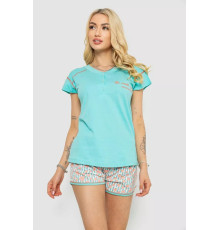 Женская пижама с принтом, цвет бирюзовый, 243R0004-P6