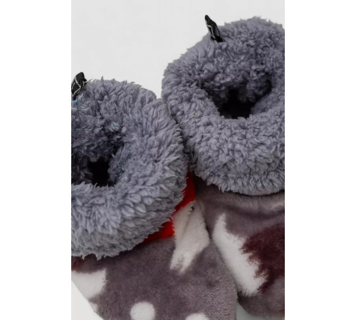 Тапочки-чобітки домашні плюшеві для дітей, колір сіро-червоний, 102R1003