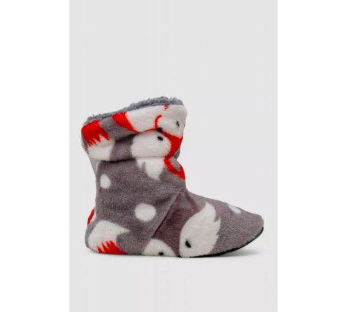 Тапочки-чобітки домашні плюшеві для дітей, колір сіро-червоний, 102R1003