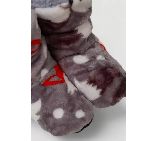 Тапочки-чобітки домашні плюшеві для дітей, колір сіро-червоний, 102R1003