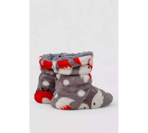 Тапочки-чобітки домашні плюшеві для дітей, колір сіро-червоний, 102R1003