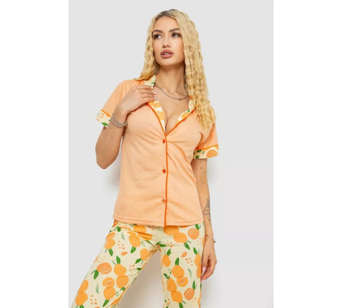 Жіноча піжама з принтом, колір помаранчевий, 243R7136
