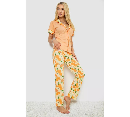 Жіноча піжама з принтом, колір помаранчевий, 243R7136
