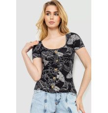Футболка-топ  жіноча з принтом, колір чорний, 244R044