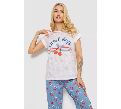 Женская пижама с принтом, цвет молочный, 243R6004-1