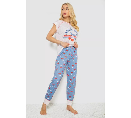 Женская пижама с принтом, цвет молочный, 243R6004-1