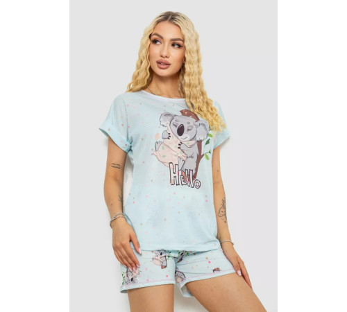 Женская пижама с принтом, цвет голубой, 243R6211