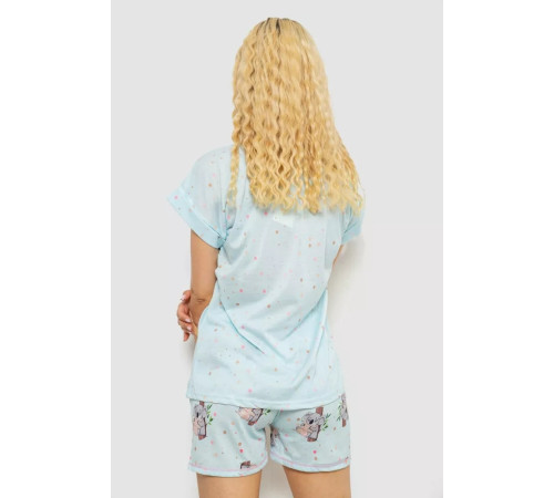 Женская пижама с принтом, цвет голубой, 243R6211