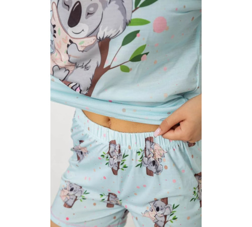 Женская пижама с принтом, цвет голубой, 243R6211