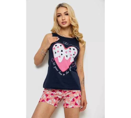 Женская пижама с принтом, цвет синий, 243R24517