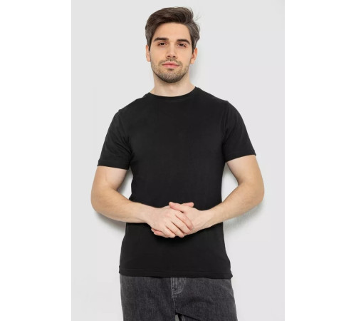 Футболка мужская однотонная базовая, цвет черный, 244R2408