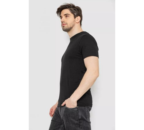 Футболка мужская однотонная базовая, цвет черный, 244R2408