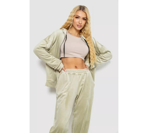 Спортивний костюм жіночий велюровий, колір світло-оливковий, 238R107-2