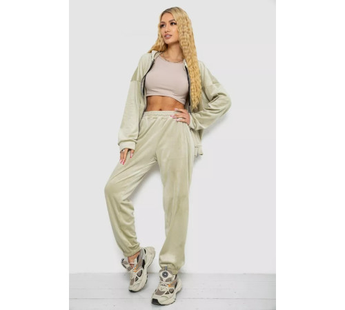 Спортивний костюм жіночий велюровий, колір світло-оливковий, 238R107-2