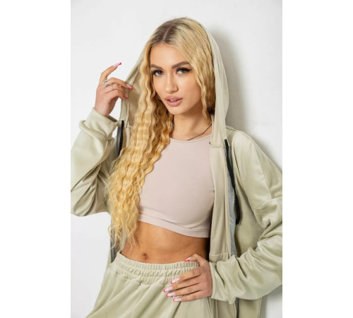Спортивний костюм жіночий велюровий, колір світло-оливковий, 238R107-2