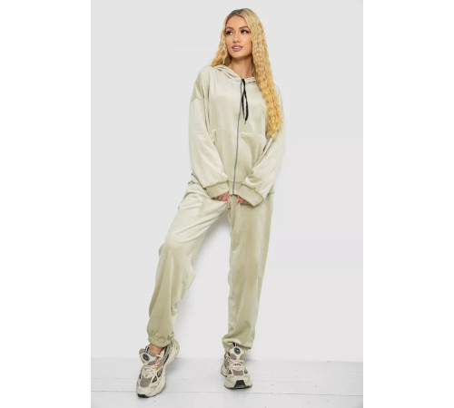 Спортивний костюм жіночий велюровий, колір світло-оливковий, 238R107-2
