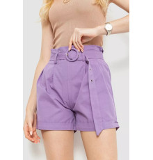 Шорты женские с ремнем и манжетом, цвет светло-фиолетовый, 214R8818.