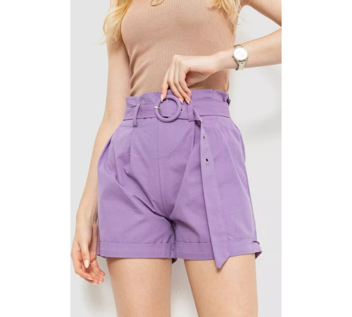 Шорти жіночі з ременем та манжетом, колір світло-фіолетовий, 214R8818